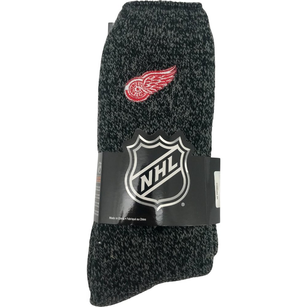 NHL | Men's Detroit Red Wings Thermal Socks |  Grey & Black | Size 10-13